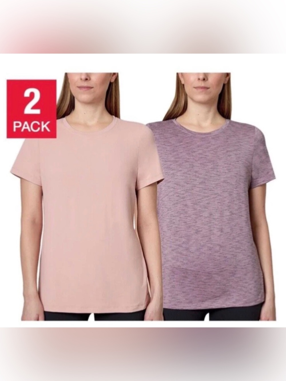 NWT Mondetta Women’s Active Comfort Tee 2-Pack – Size L – Elderberry & Mauve